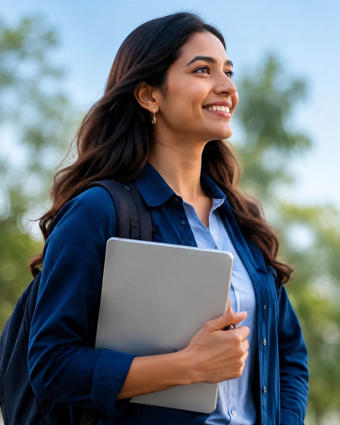 Illustration of a woman looking toward a brighter future
