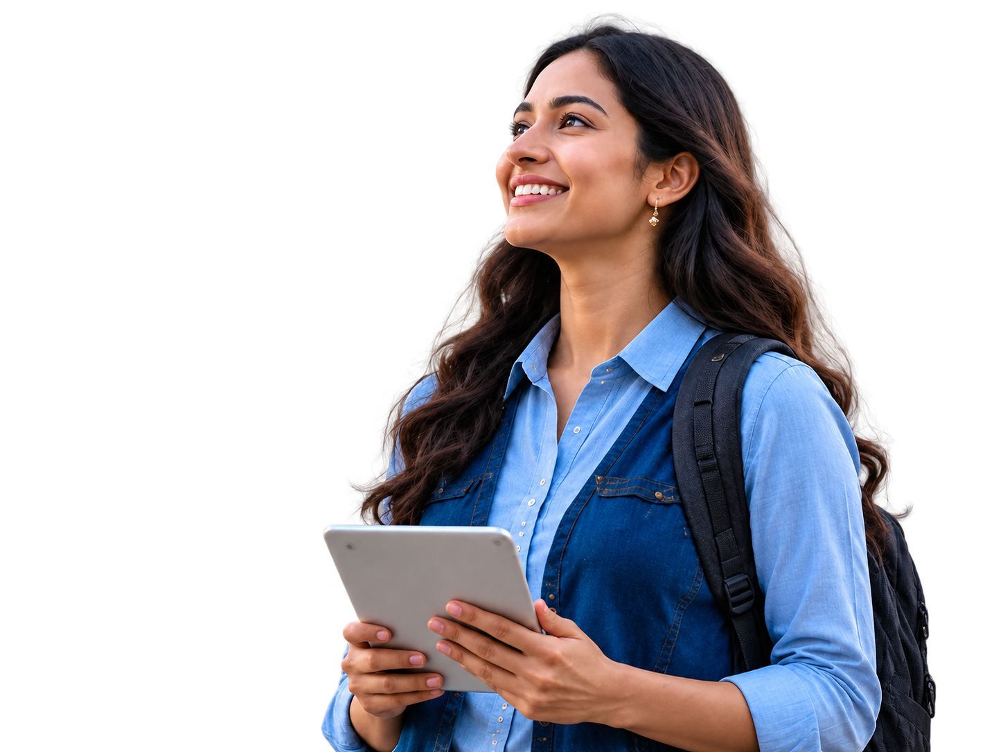 Illustration of a student looking forward to her stay